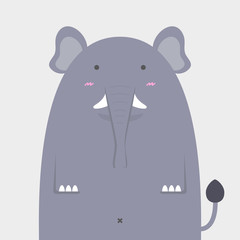 cute fat big elephant on light gray background