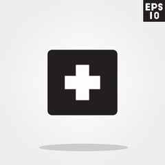 Box and suitcase first aid pack hospital icon in trendy flat style isolated on grey background. Id card symbol for your design, logo, UI. Vector illustration, EPS10.