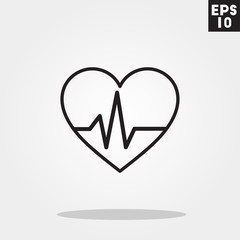 Heart pulse hospital icon in trendy flat style isolated on grey background. Id card symbol for your design, logo, UI. Vector illustration, EPS10.