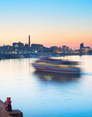 Naklejka premium River ship motion blur