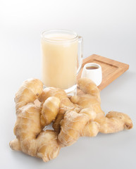 Ginger tea or Ginger tea with haney on background.