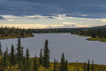 Lake landscape on the way to Seward, Alaska