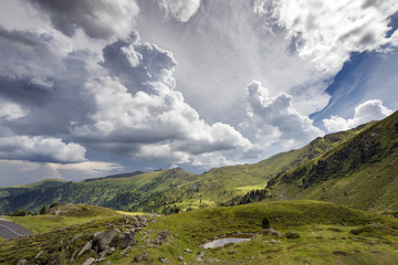 Fototapeta premium Dramatic sky over Nockalm, Austria