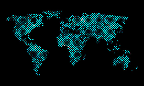 Colorful vector pixel world map