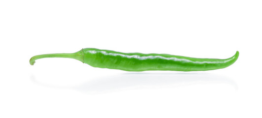 A green chilli pepper isolated on white background