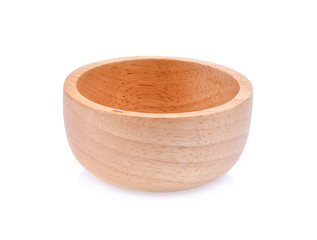A wooden bowls Isolated on white background.