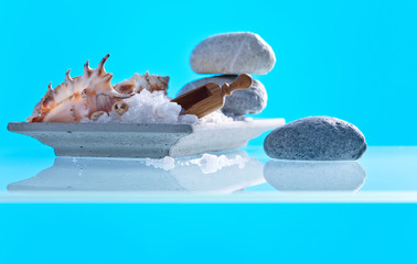 Obraz na płótnie Canvas Sea salt on a glass table
