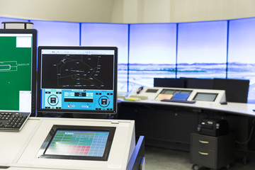Air Traffic Services Authority control room monitors
