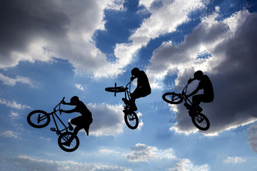 Bike jump silhouettes multiple exposure