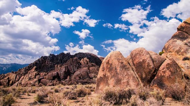 Time Lapse - Beautiful Clouds Moving Over Rock Formation in Alabama Hills
