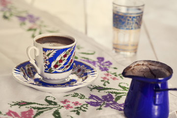 Cup of coffee on table
