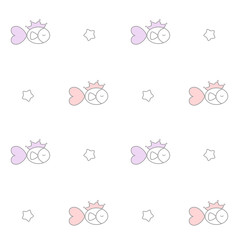 cute cartoon lovely princess fish seamless vector pattern background illustration

