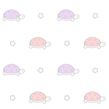 cute cartoon lovely turtles seamless vector pattern background illustration

