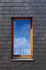 Black wall and sky window