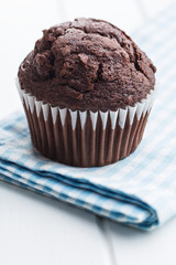 The tasty chocolate muffin.
