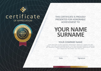 certificate template with Luxury black and golden elegant pattern,Vector illustration