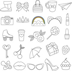 Vector isolated icons of glamor stickers and labeles