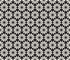 Vector Seamless Black and White Floral Pattern