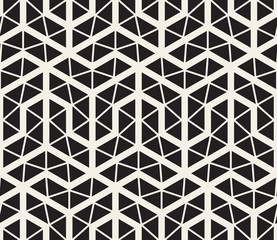 Vector Seamless Black And White Geometric Grid Pattern