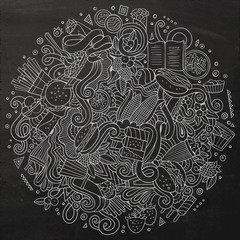 Cartoon cute doodles hand drawn Fastfood illustration