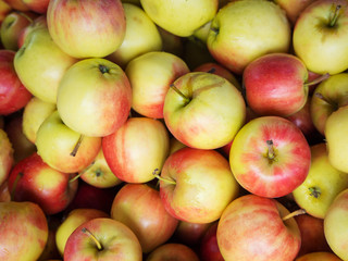 Closeup Fresh apples for sale at market