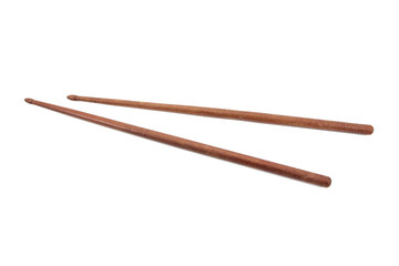 Wooden drumsticks isolated on white background