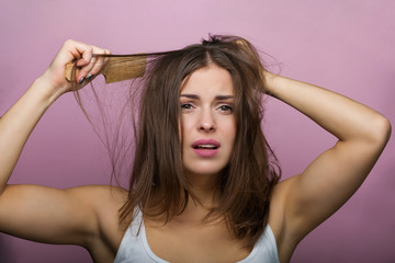 Woman brushing her hair