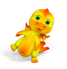 Funny small  dragon character 3d rendering