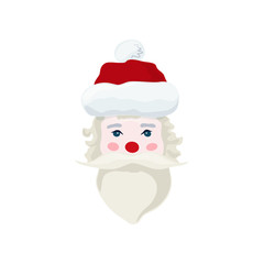 Santa Claus Face, Merry Christmas and Happy New Year , Santa Claus Isolated on White Background , Vector Illustration