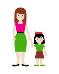 Mother and Daughter illustration in Flat Design.