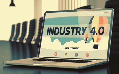 Industry 4.0 Concept on Laptop Screen. 3D.