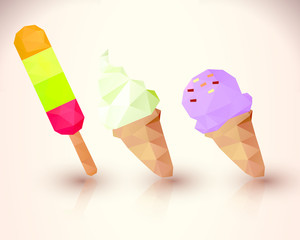 Dessert set Low-poly triangular style
