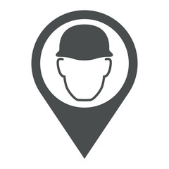 Icono plano localizacion casco obligatorio gris