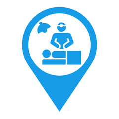 Icono plano localizacion cirujano azul