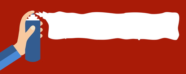 Sprühdose sprüht weiß auf rot - Flat Design