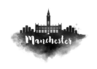 Obraz premium Watercolor Manchester City Skyline
