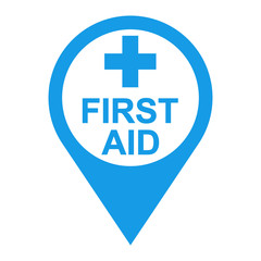 Obraz premium Icono plano localizacion FIRST AID azul