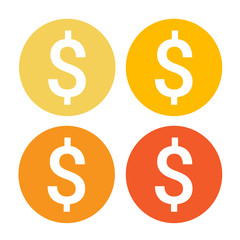 Dollar Sign Money Web Icon Colorful set