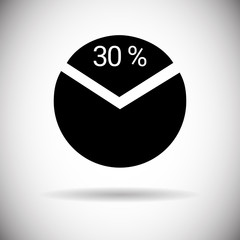 Pie Diagram Chart Graph Percentage Web Icon Flat Vector Illustration