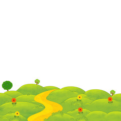 Cartoon isolated scene - nature fields - for different usage - illustration for children