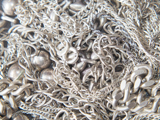 silver chains background, silver jewelry