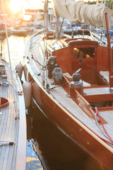 Obraz na płótnie Canvas Sunset on classic yachts in Sandhamn Sweden