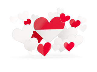 Flag of indonesia, heart shaped stickers