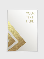 Brochure with modern metallic geometric elements.