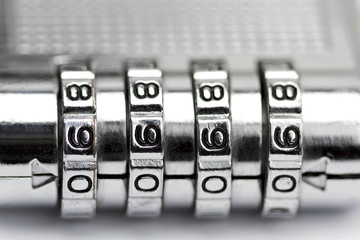 Combination lock. Macro shot. 