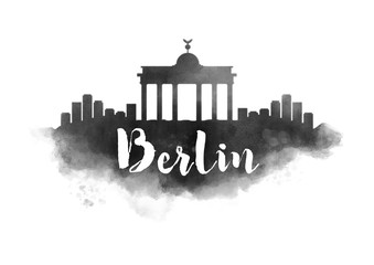 Watercolor Berlin City Skyline