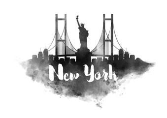 Watercolor New York City Skyline © Kürşat Ünsal