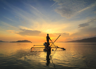 Photo Fisherman Silhouette