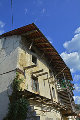 Fototapeta na wymiar A derelict building in the small Italian village of Merso di Sopra, Friuli Venezia Giulia. 