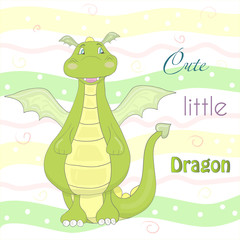 Cute little dragon in cartoon style. Sample comic vector illustration.